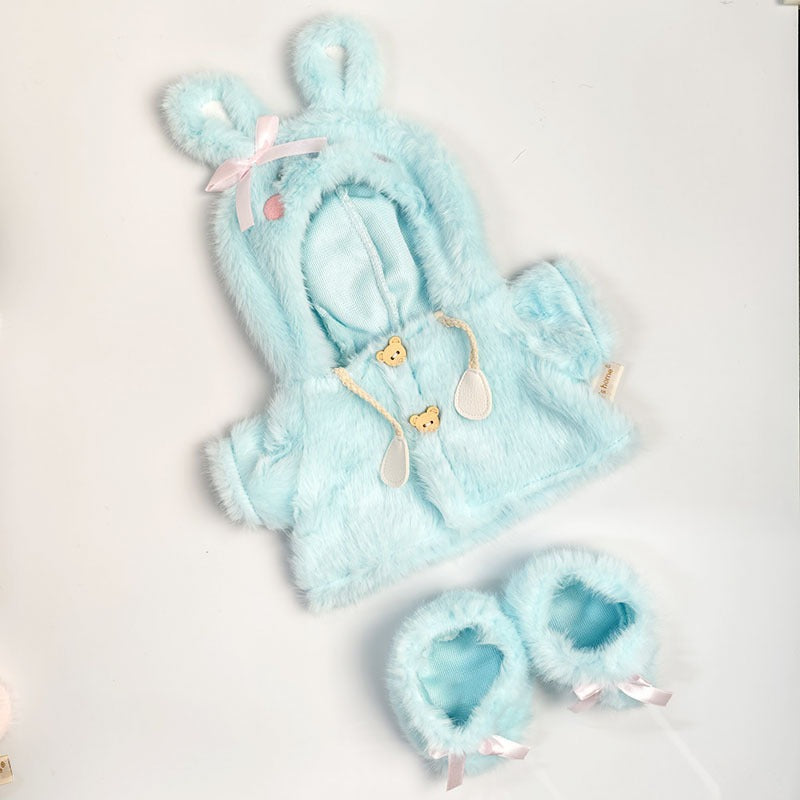 Medium Bartholomew bear clothes outfits - Pink/Purple/Blue Plush Bunny Hooded Jacket