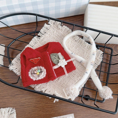 Bartholomew Bear Bag Charm clothes outfits - Fluffy New Year Vest & Colorful Scarf