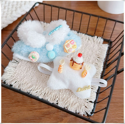 Bartholomew Bear Bag Charm clothes outfits - Cream Top & Blue Pudding Cape