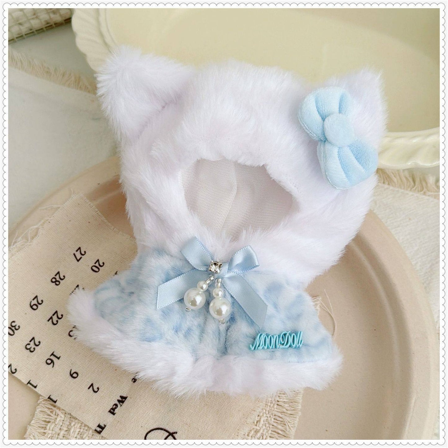 Tiny Bartholomew Bear clothes outfits - Cute Leopard Shawl (Blue)