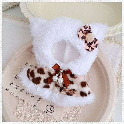 Tiny Bartholomew Bear clothes outfits - Cute Leopard Shawl (Brown)