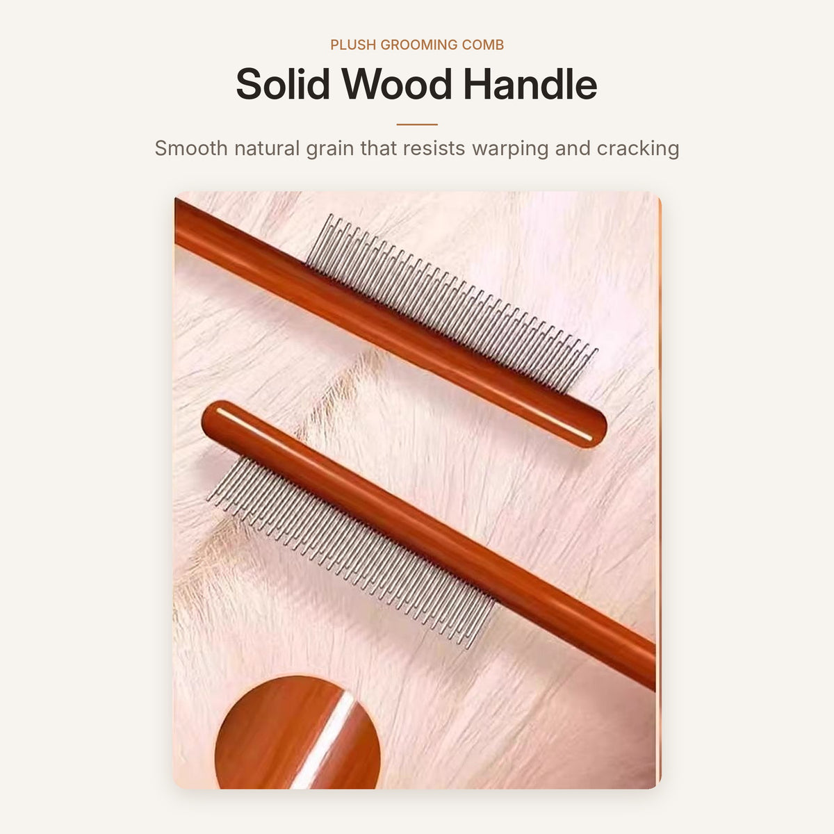 Plush Toy Grooming Comb – Solid Wood Handle & Steel Pins for Stuffed Animals