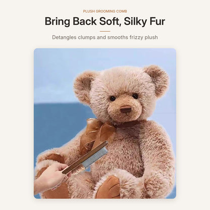 Plush Toy Grooming Comb – Solid Wood Handle & Steel Pins for Stuffed Animals