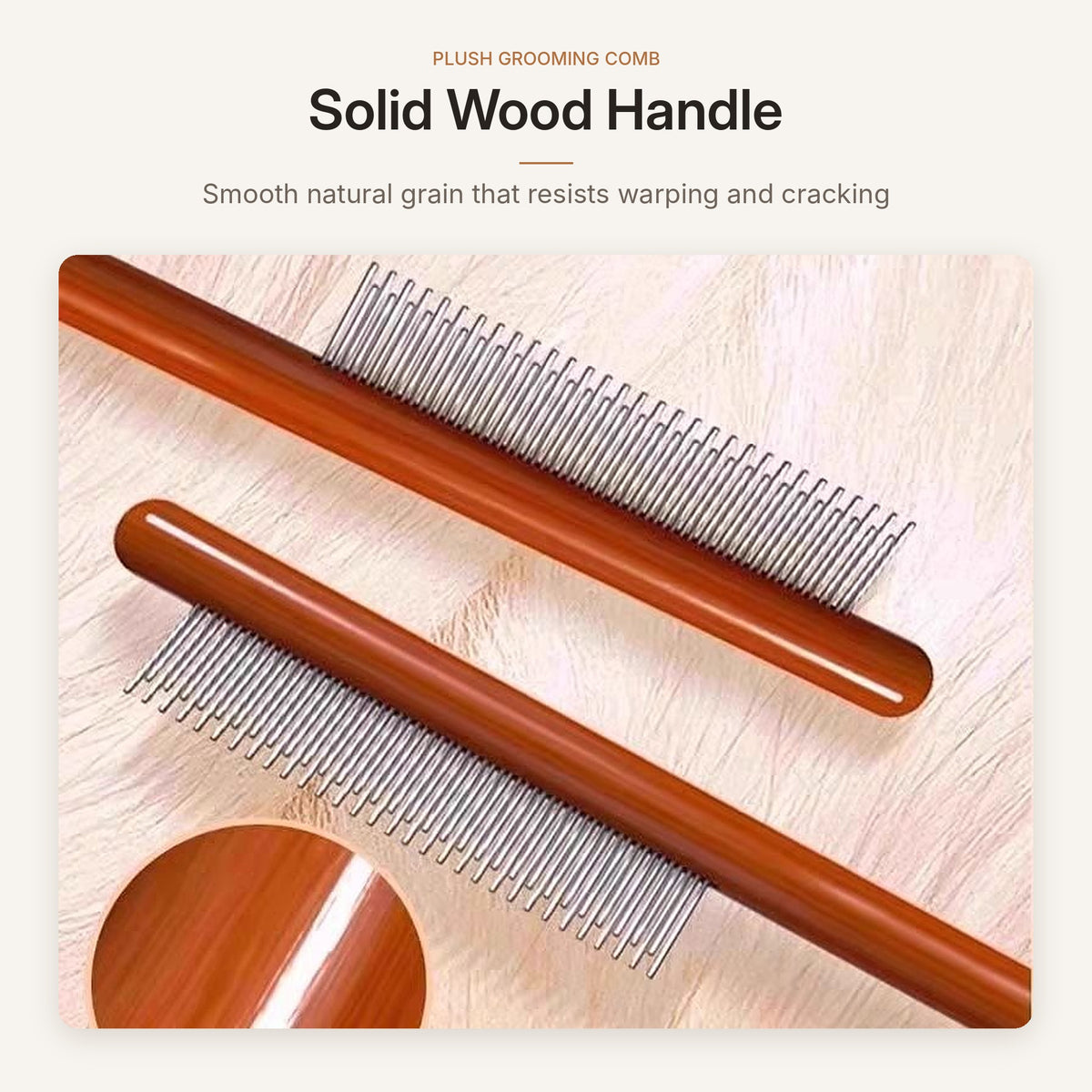 Plush Toy Grooming Comb – Solid Wood Handle & Steel Pins for Stuffed Animals