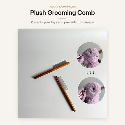 Plush Toy Grooming Comb – Solid Wood Handle & Steel Pins for Stuffed Animals