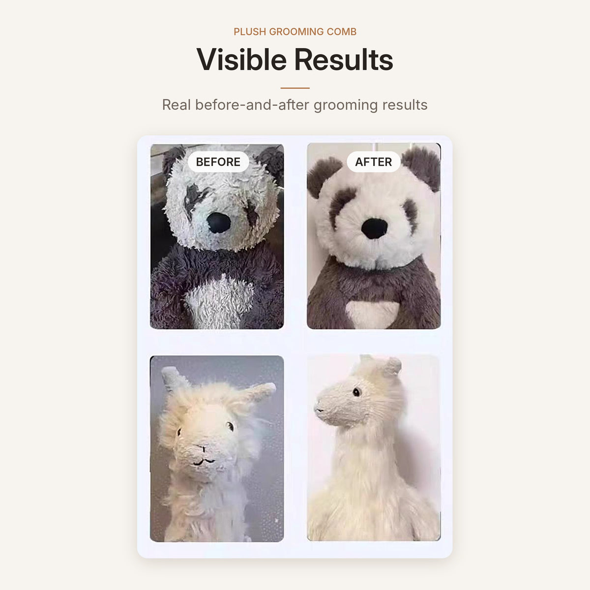 Plush Toy Grooming Comb – Solid Wood Handle & Steel Pins for Stuffed Animals