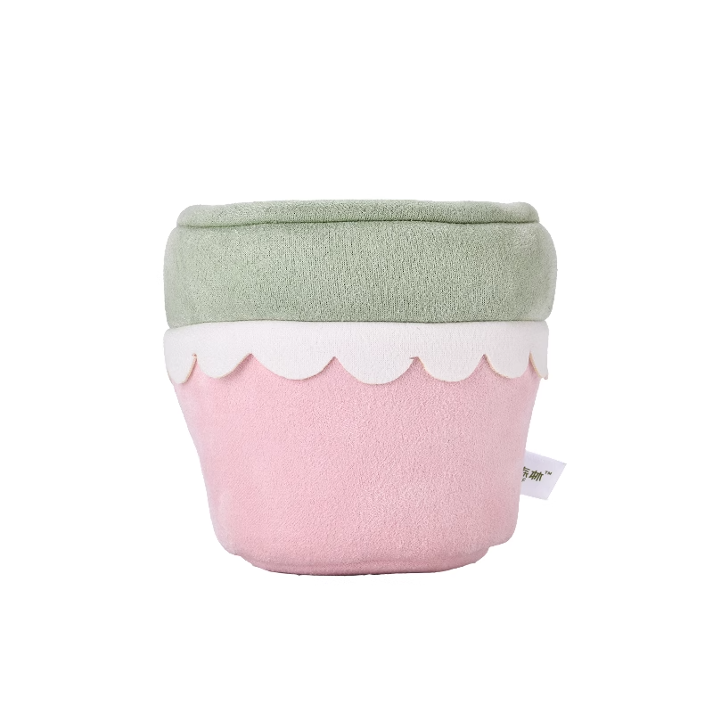 Plushf - Pink and green lace flowerpot planter plush