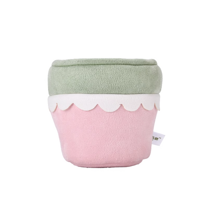 Plushf - Pink and green lace flowerpot planter plush