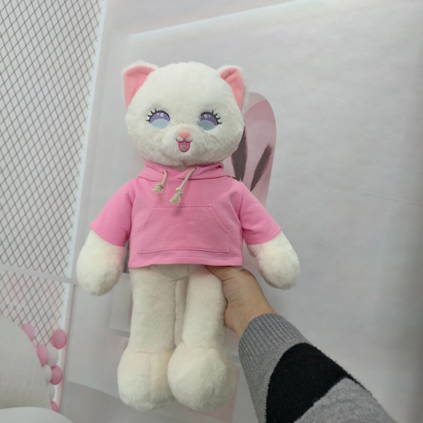 Large Bartholomew Bear & 16" Plush Clothes Outfit - Deep Pink Hoodie