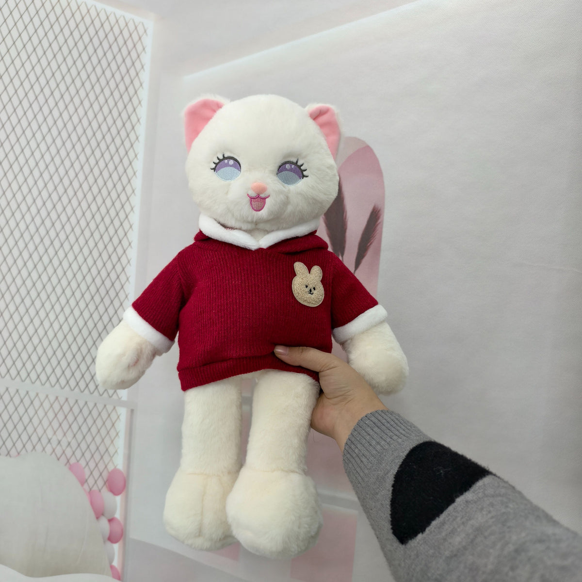 Red Knit Hoodie for Bartholomew Bear Plush – 14-Inch Outfit