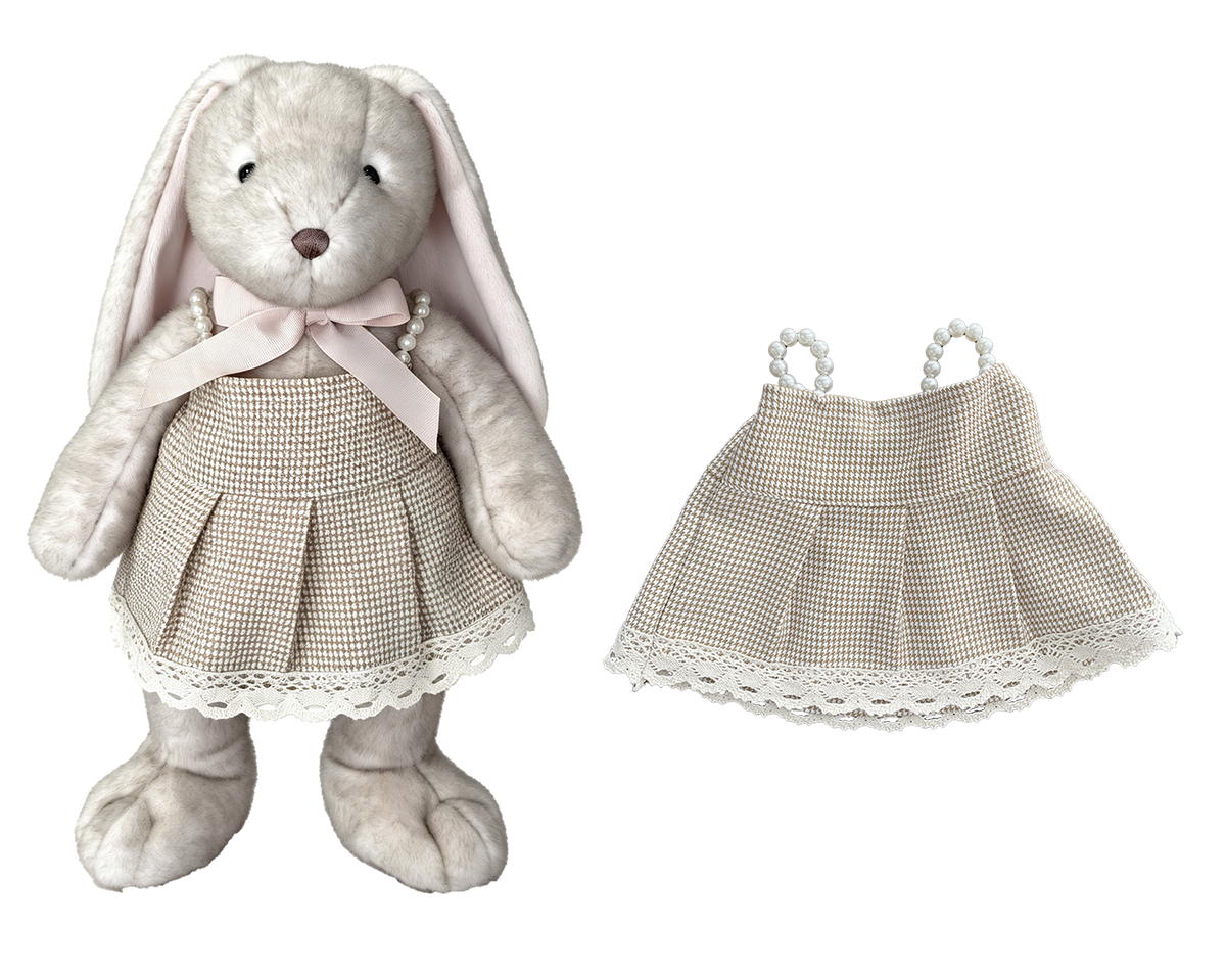 Houndstooth Pearl Dress for Bartholomew Bear Plush – 14-Inch Outfit