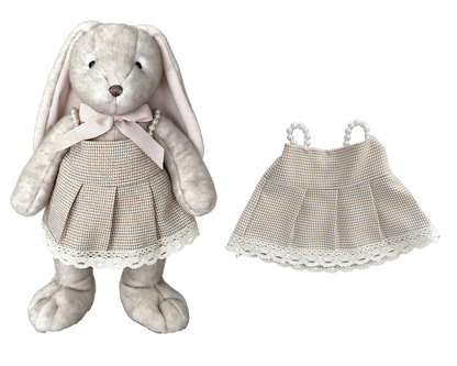 Houndstooth Pearl Dress for Bartholomew Bear Plush – 14-Inch Outfit