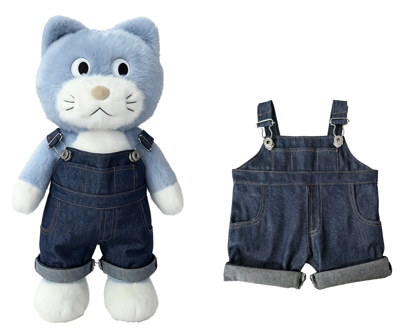 Large Bartholomew Bear & 16" Plush Clothes Outfit - Black Denim Overalls