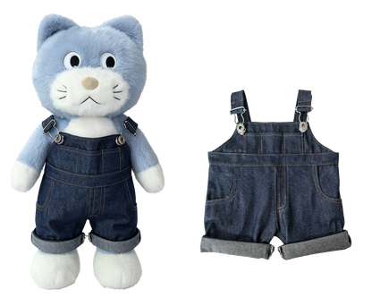 Large Bartholomew Bear & 16" Plush Clothes Outfit - Black Denim Overalls