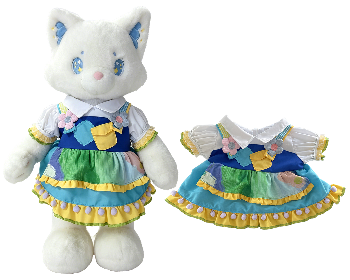 Blue Ombre Puffy Dress for Bartholomew Bear Plush – 14-Inch Outfit