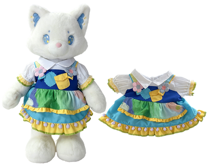 Blue Ombre Puffy Dress for Bartholomew Bear Plush – 14-Inch Outfit