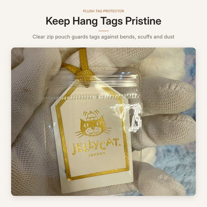 Plush Hang Tag Protectors – Clear Resealable Sleeves, Pack of 10