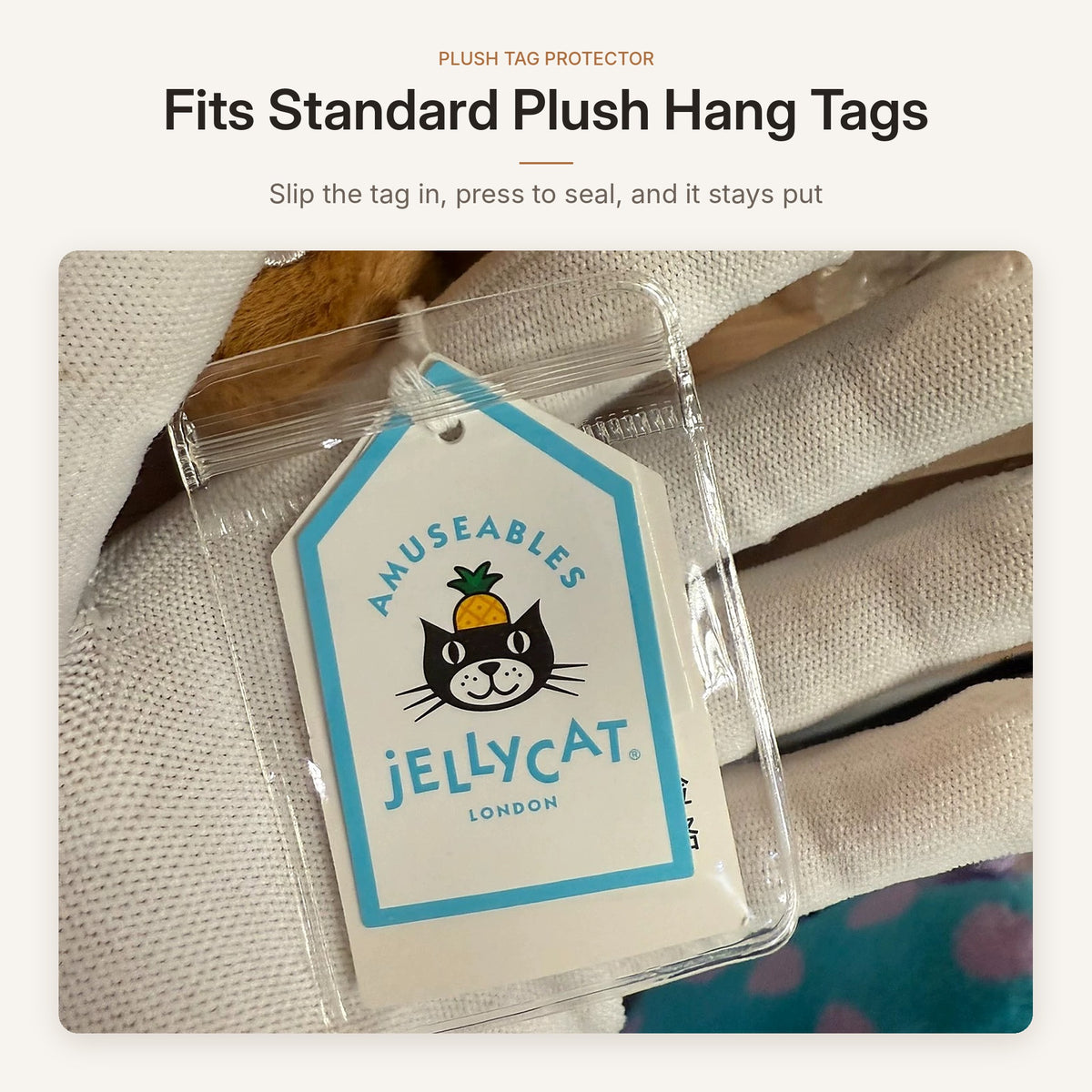 Plush Hang Tag Protectors – Clear Resealable Sleeves, Pack of 10
